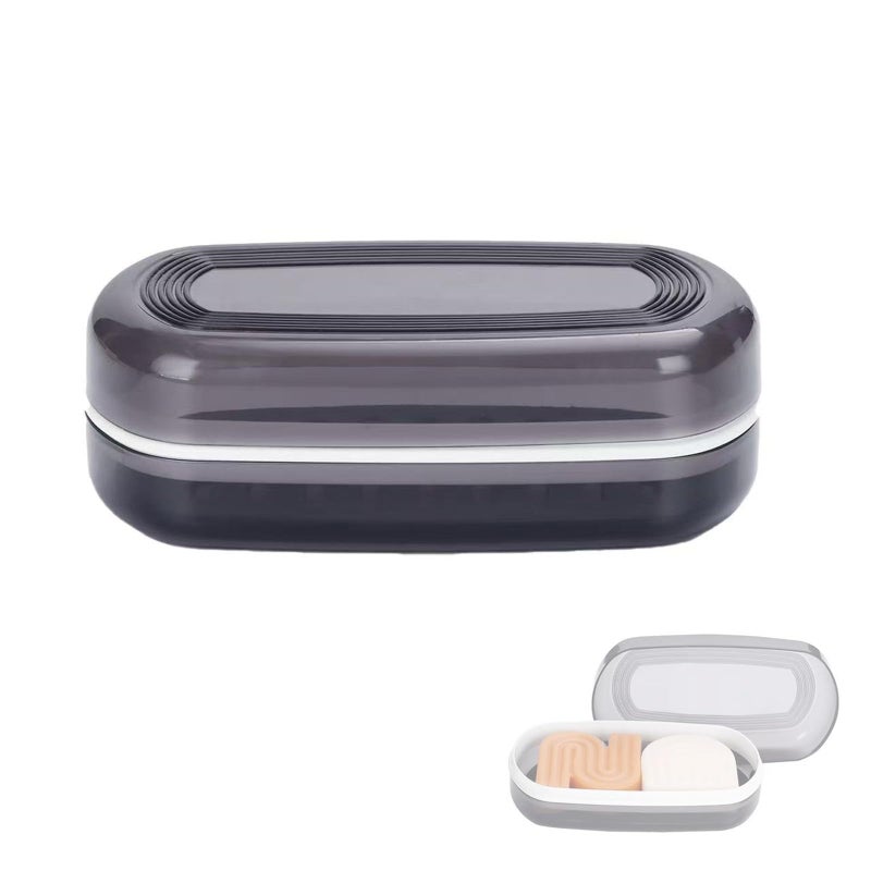 OENUASG Travel Case for Kitsch Shampoo bar  Shampoo Bar Holder  Travel Soap Container  Large Soap Box  Soap Dish with Draining Layer  Case for Bathroom (Black  1 Pack) - Image 1